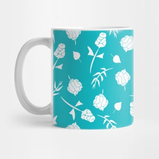 Pretty Aqua Blue and White Floral Pattern Gifts Mug